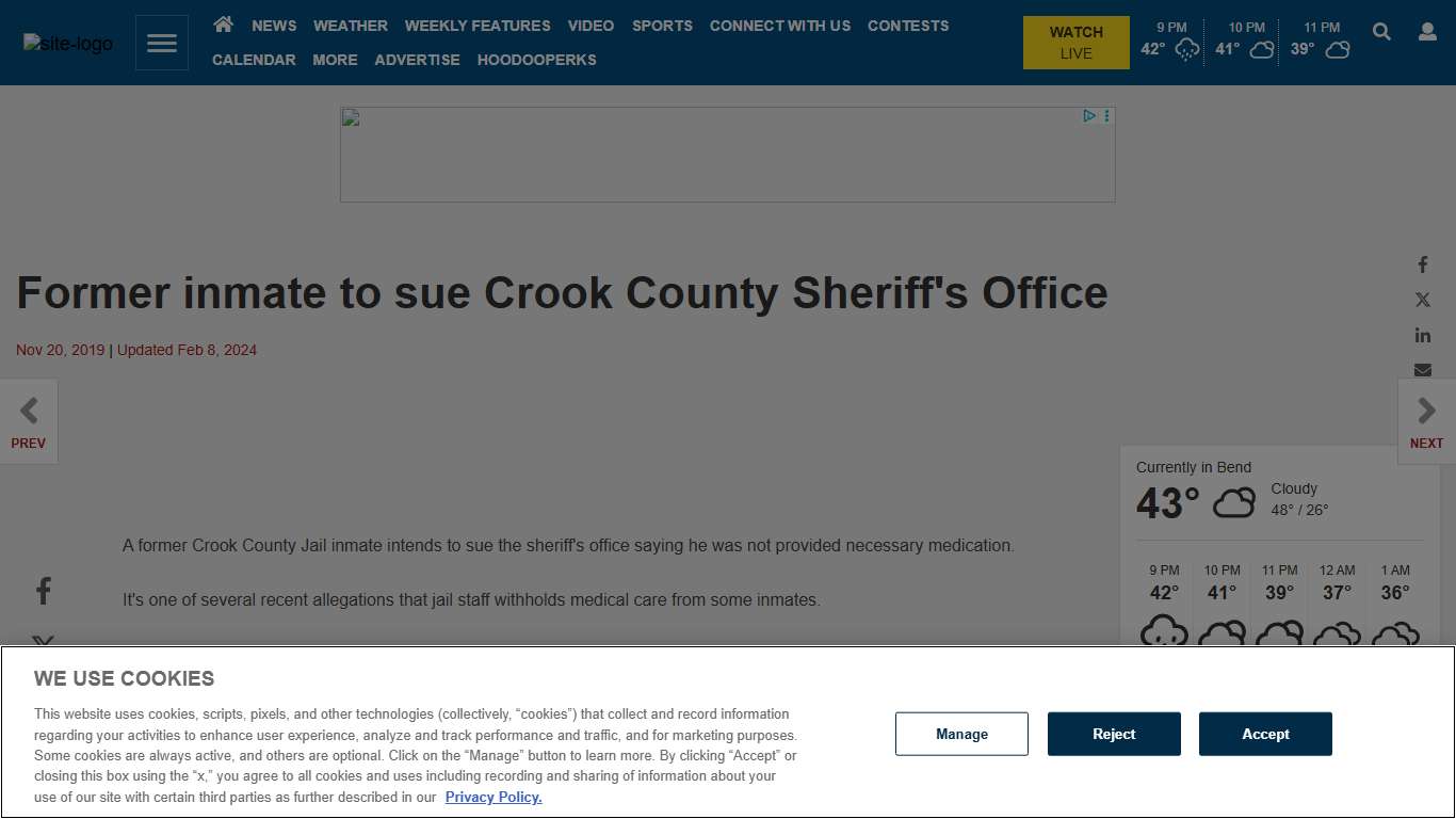 Former inmate to sue Crook County Sheriff's Office Central-oregon-daily centraloregondaily.com